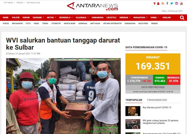 ANTARA: WVI Salurkan Bantuan Tanggap Darurat ke Sulbar