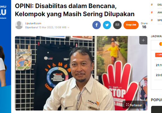 OPINI: Disabilitas dalam Bencana, Kelompok yang Masih Sering Dilupakan