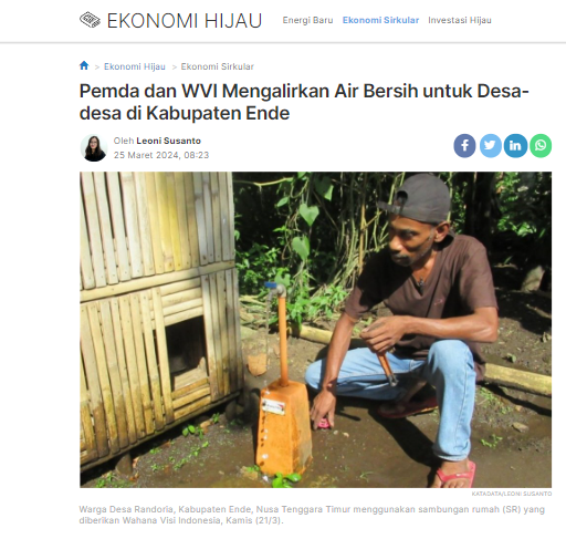 Pemda dan WVI Mengalirkan Air Bersih untuk Desa-desa di Kabupaten Ende