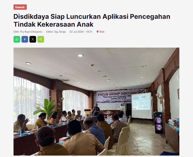 Disdikdaya Siap Luncurkan Aplikasi Pencegahan Tindak Kekerasaan Anak